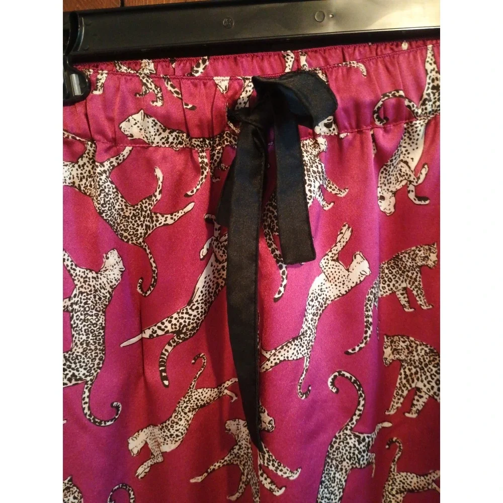 Ann Taylor Loft - Tigers Hot Pink Fushia Sleep Pants Drawstring Size Small Silky
